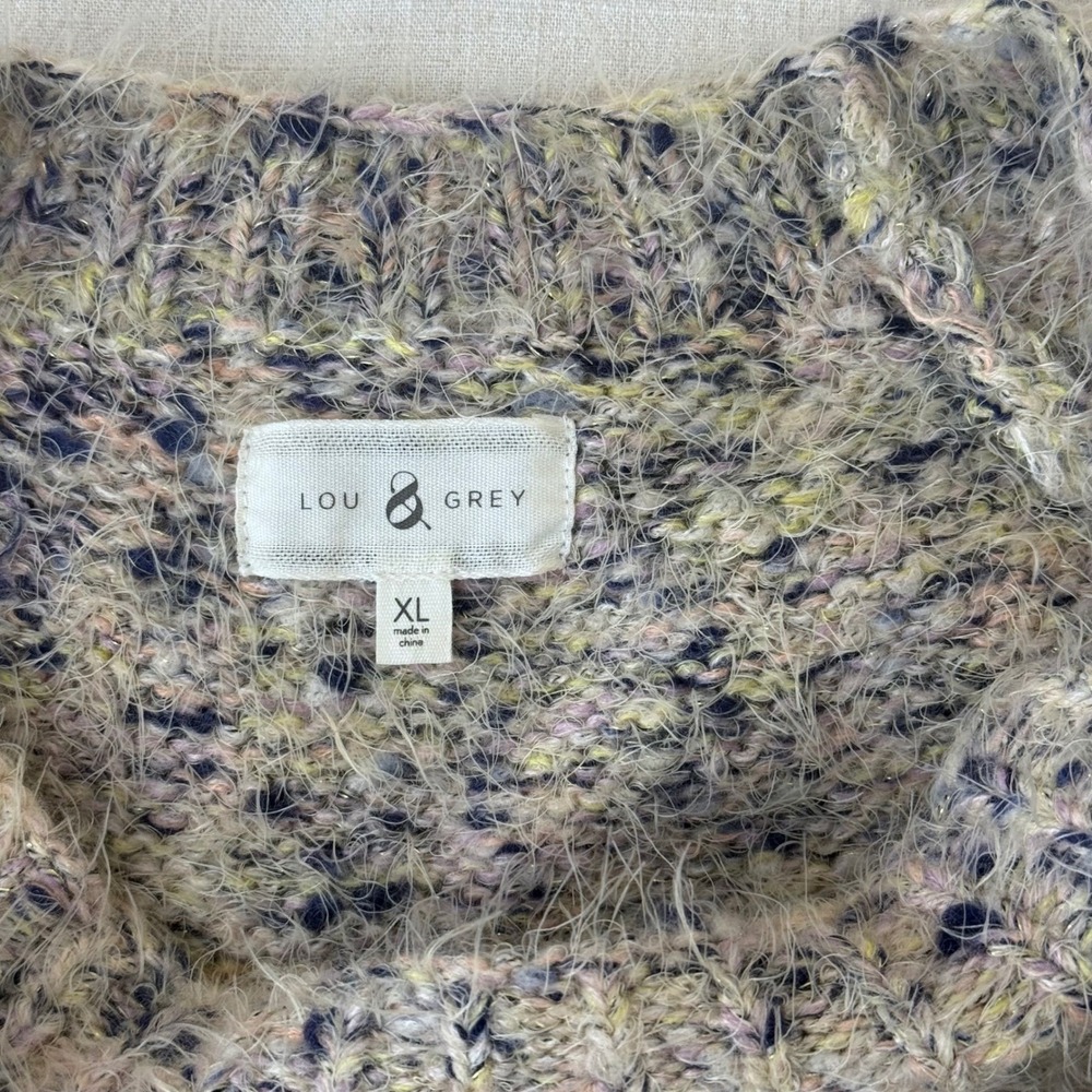 Lou & Grey Eyelash Knit Sweater XL Multi Color Marled Fuzzy Pullover - Picture 4 of 13